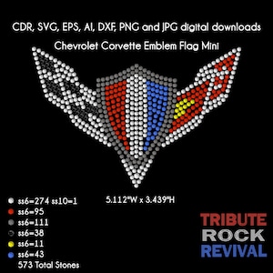 Chevrolet Corvette Emblem Flag Mini Bling Rhinestone Design Template Download