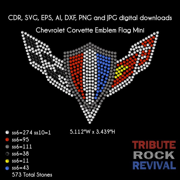 Chevrolet Corvette Emblem Flag Mini Bling Rhinestone Design Template Download