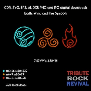 Earth Wind and Fire Symbols Bling Rhinestone Design Template Download