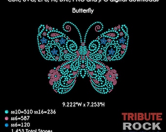 Butterfly Bling Rhinestone Design Template Download