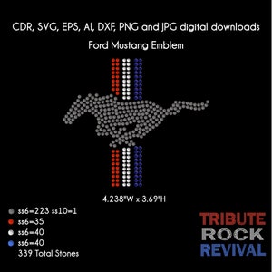 Ford Mustang Emblem Bling Rhinestone Design Template Download
