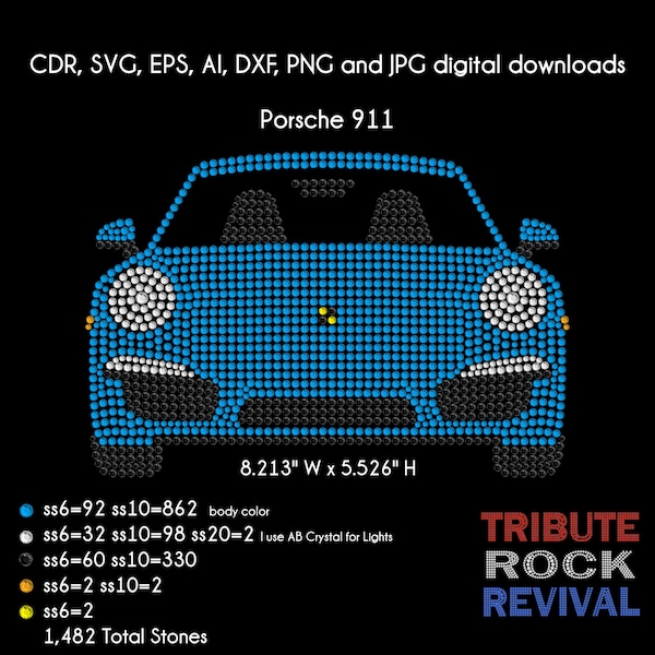 Porsche 911 Bling Rhinestone Design Template Download