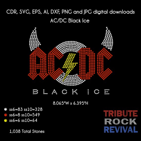 AC/DC Black Ice Bling Rhinestone Design Template Download - Etsy