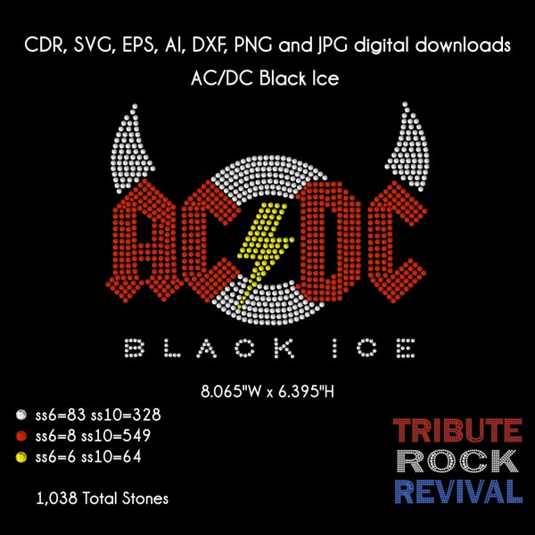 AC/DC Black Ice Bling Rhinestone Design Template Download