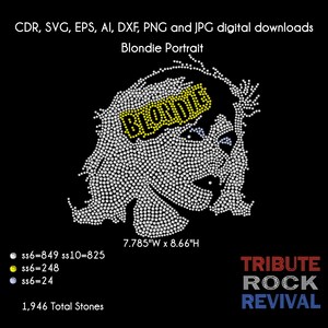 Blondie Portrait Bling Rhinestone Design Template Download