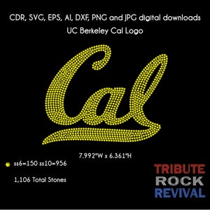 UC Berekely Cal Logo Bling Rhinestone Design Template Download