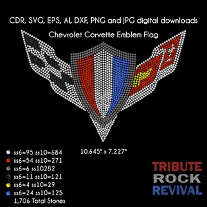 Chevrolet Corvette Emblem Flag Bling Rhinestone Design Template Download