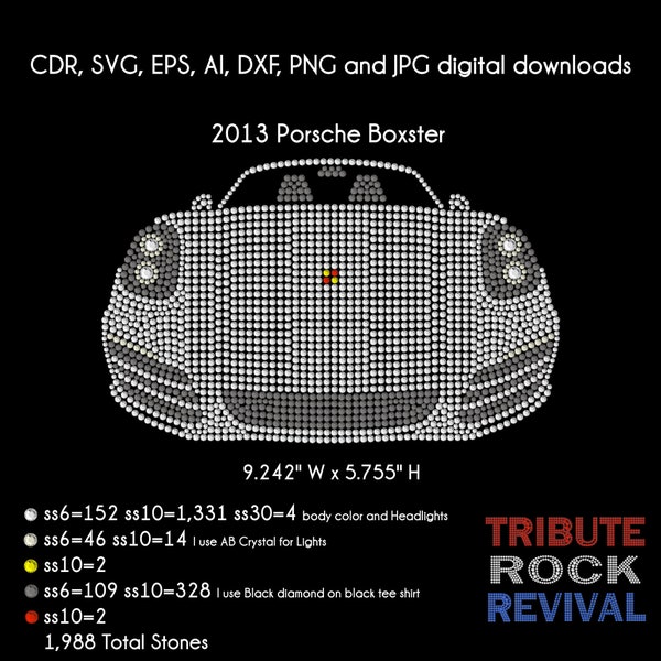 Porsche Boxster Bling Rhinestone Design Template Download