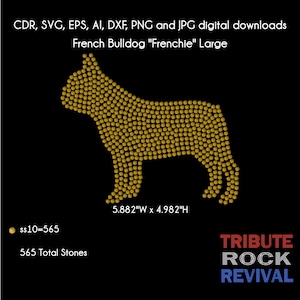 French Bulldog Frenchie Large Bling Rhinestone Design Template Download
