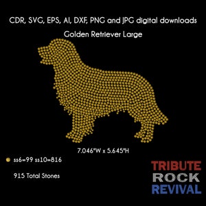 Golden Retriever Large Bling Rhinestone Design Template Download