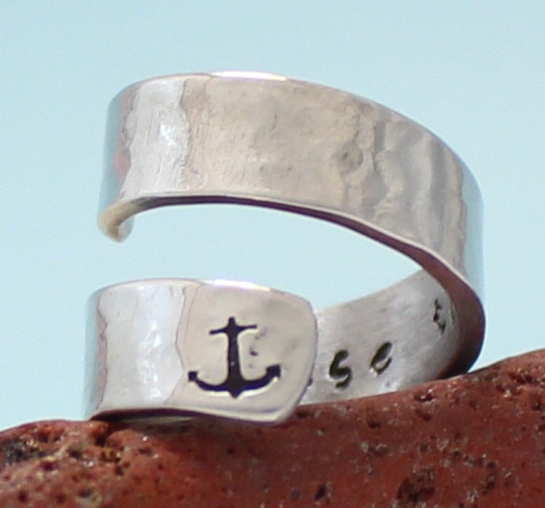 Customized Best Gift. I Refuse to Sink Hand Stamped. Adjustable aluminum Wrap Ring..Personalized Ring. Hammered Ring.