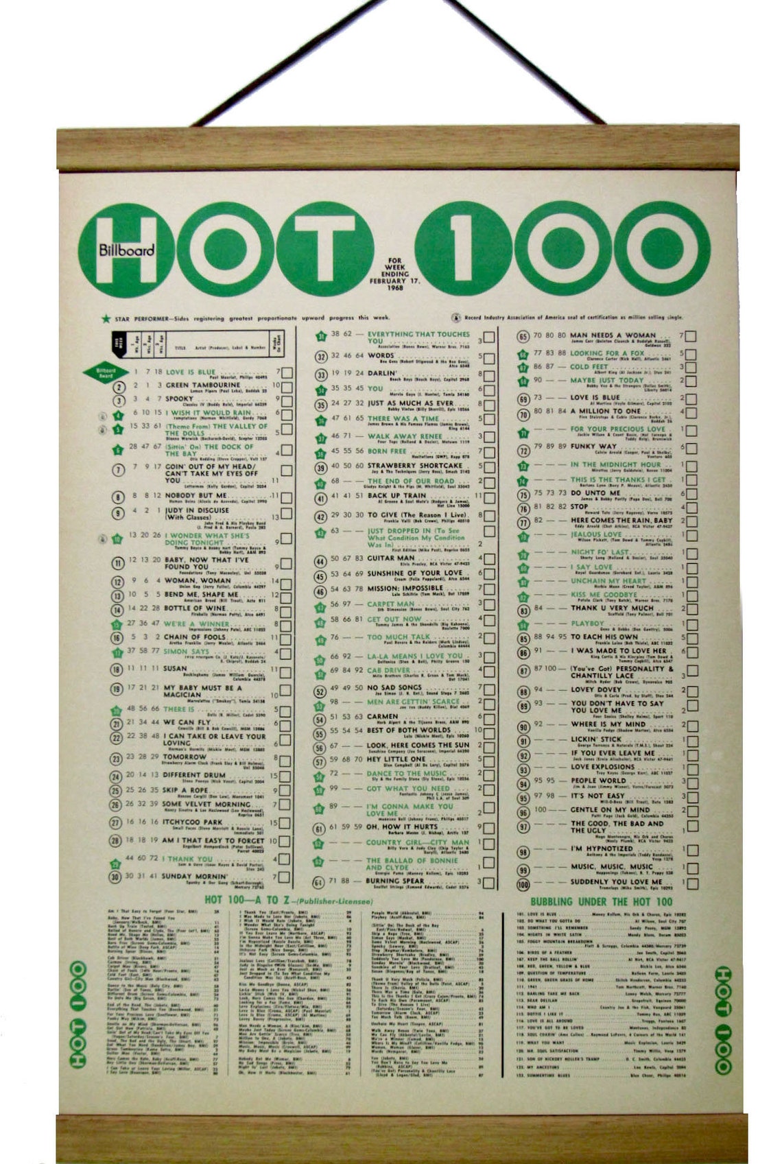 Billboard Magazine Hot 100 singles February 17 1968 Original Etsy