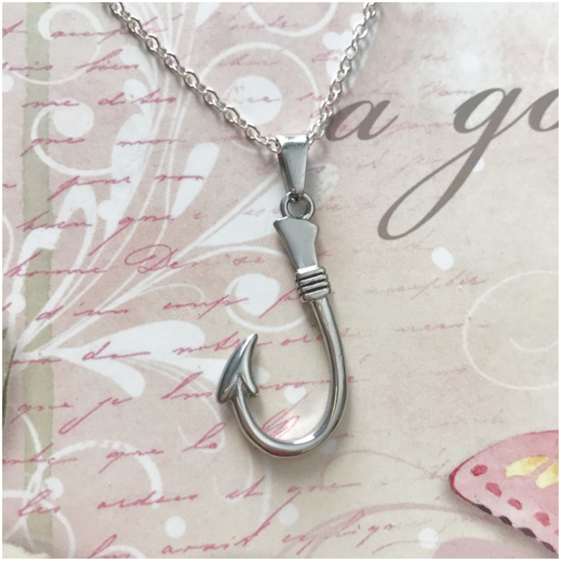 Barbed Fish Hook Necklace Fishing Hook Necklace Silver and Etsy