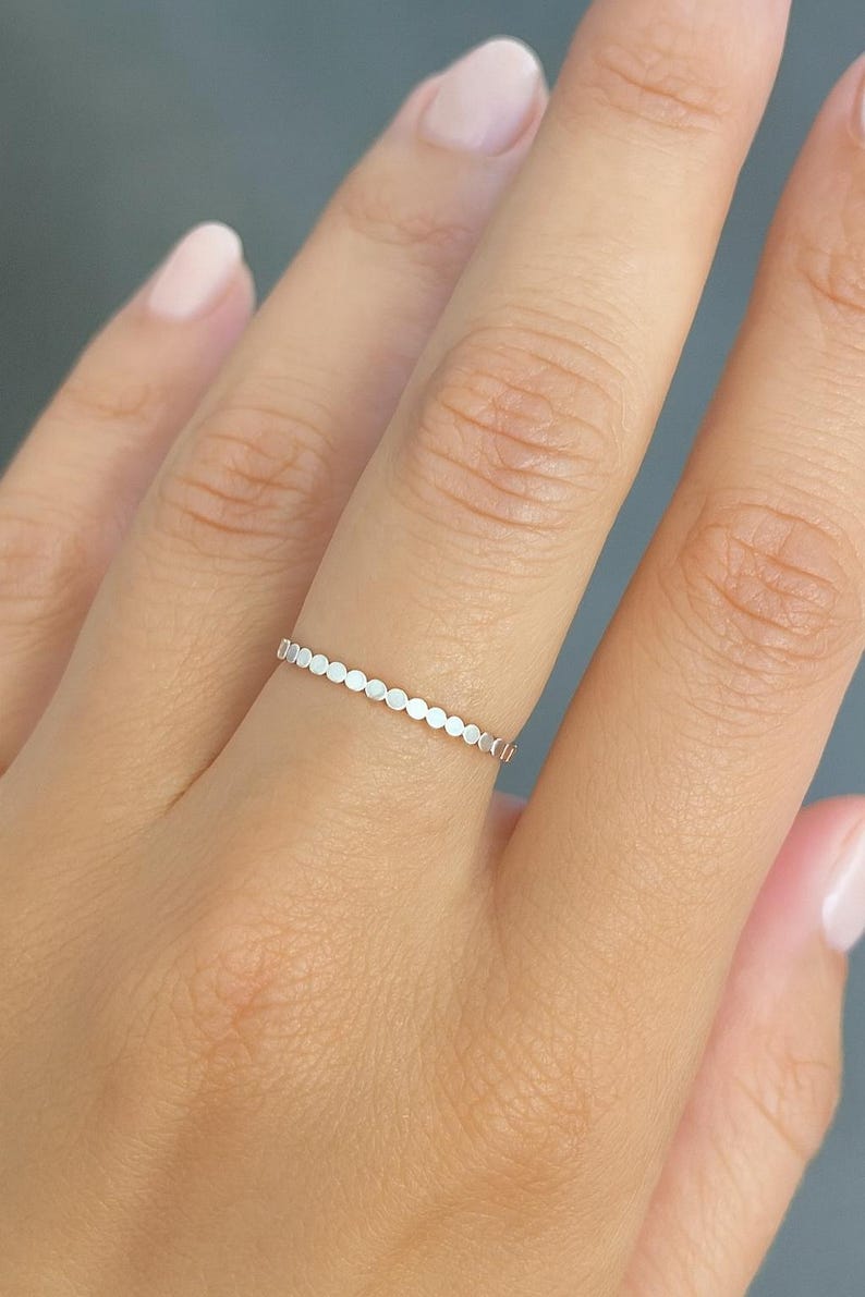 Stackable Rings - Sterling Silver Ring - Dainty Flat Bead Ring - Simple ...