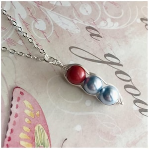 Sterling Silver Three Peas in a Pod Necklace - Custom Pea Pod Jewelry - Personalized Stamped Initial Disc - Pregnancy Gift