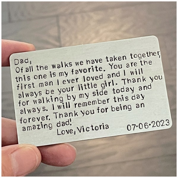 Of All the Walks Wallet Card - Favorite Walk Saying - Personalized Gift for Dad Father Daddy From Daughter - Father of the Bride Gift