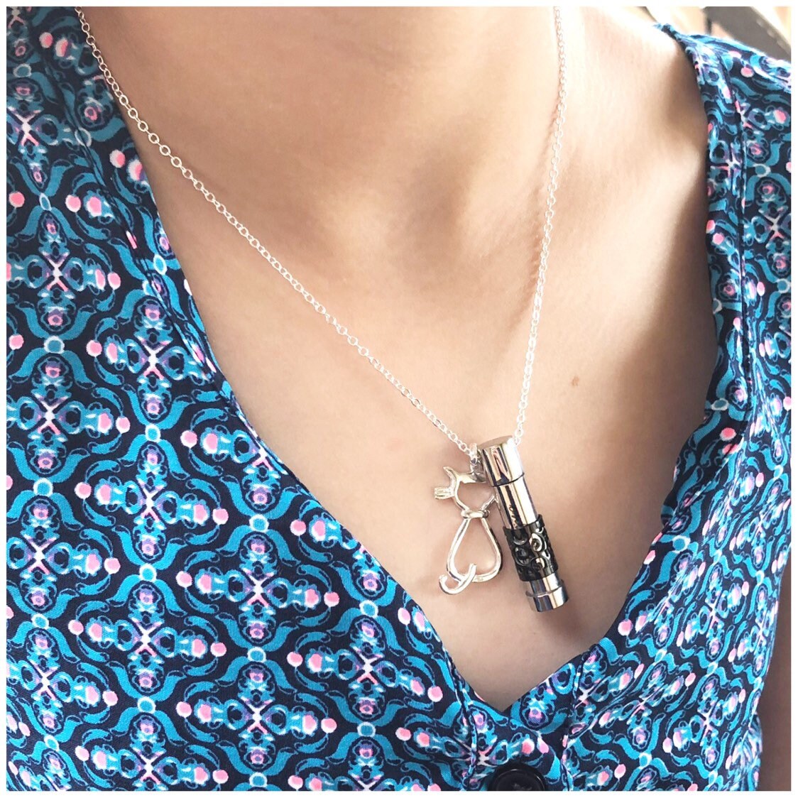 Silver Remembrance Necklace Pet Ashes 