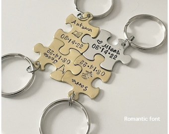 Customized Puzzle Pieces - Puzzle Piece Keychain - All Pieces Fit Together - Personalized Valentine's Gift - Gift for Large Group of Friends