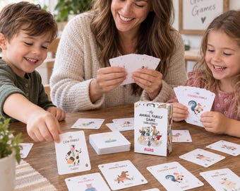 Animal Family Card Game - Farm Animals (Cow, Pig, Chicken, Duck, Sheep, Donkey, Horse, Goose, Goat) - Christmas Gift - Stocking Stuffer