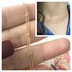 14k Yellow Gold Filled Satellite Chain - Dainty Satellite Choker - Gold Satellite Necklace - Dainty Necklace - Simple Layering Necklace