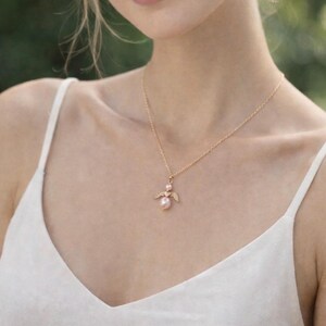 Angel Charm Necklace - Heaven Pendant Jewelry - Pink or Blue Pearls - Boy Girl Remembrance - Infant Loss image 2