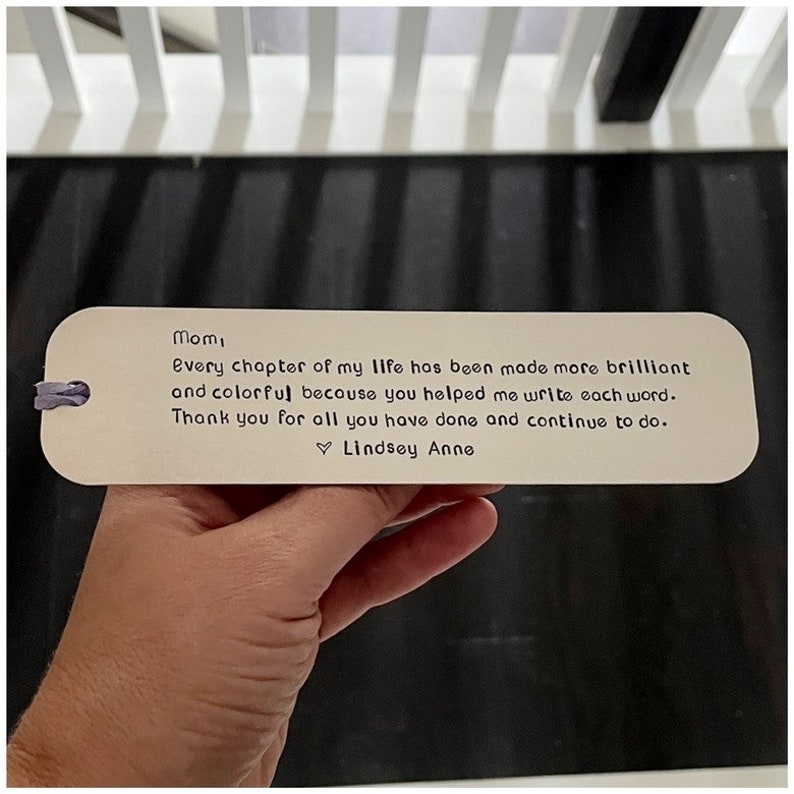 Personalized Bookmark for Mom - Birthday Gift for Mother - Appreciation Note to Mommy - Hand Stamped Book Marker - Mama Book Accessory image 1