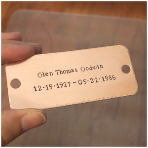 3.5&quot; x 1.5&quot; Plaque - Rectangle Copper Sign - Metal Hand Stamped Plate - Personalized Text - Customized Message - Wall Hanging Decor