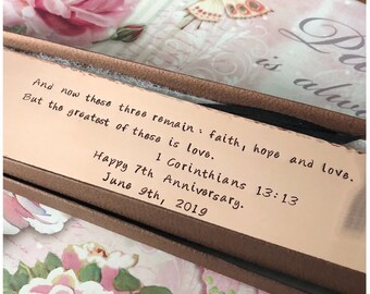 Hammered Copper Bookmark 7" x 1.75" - Stamped By Hand -  Gift for Grandpa Pops Grandfather