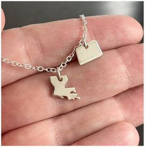 Sterling Silver State Necklace - Choose Your 2 States - Small State Charms - Long Distance Relationship Gift - Custom Gift for Best Friend