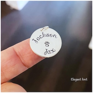 Ciondolo in argento sterling da 3/4&quot; - Disco iniziale personalizzato - Ciondolo con nome personalizzato - Testo, disegno o lettere stampati - Nessuna catena - Misura 19 mm
