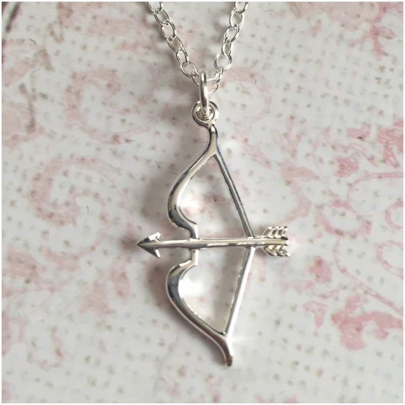 Cupid Necklace Bow and Arrow Jewelry Silver Bow and Arrow Necklace Gift for Archer Cupid Jewelry Archer Jewelry Archery Necklace