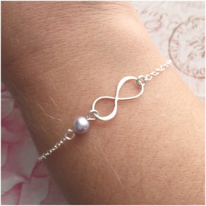 Bracciale Infinity Lavanda - Bracciale Perla Lilla - Gioielli Perline Malva - Regalo Personalizzato Sorella - Sorella Personalizzata - Mese di Nascita Giugno