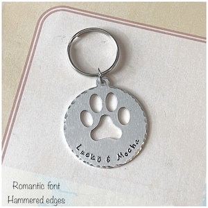 Custom Paw Print Keychain - Aluminum Disc Paw CutOut - Personalized Dog Cat Name Stamped - Dog Mom - Sympathy Gift - Animal Loss Remembrance