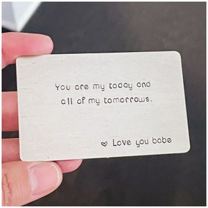 Metal Card - Personalized Wallet Card - Custom Metal Insert for Wallet - Stamped Love Message - Custom Note to Husband - I Love You Gift