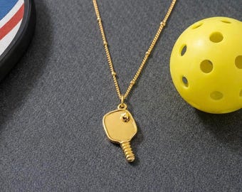 Collana in oro per pickleball - Gioiello per racchetta da pickleball - Regalo per allenatore e giocatore di pickleball