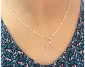 Collana a forma di forcella. Collana portafortuna in argento