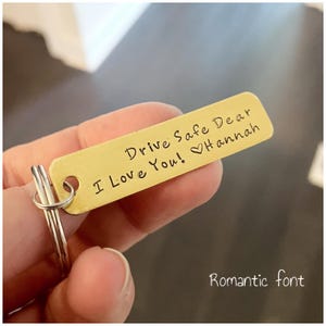 Brass Keychain - Metal Keychain - Bar Keychain - Personalized Rectangle Keychain - Long Distance Boyfriend Gift - Drive Safe Keychain