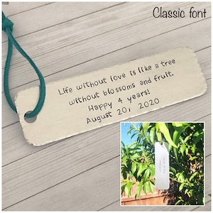 Personalized Tree Tag - Hand Stamped Tree Sign - Custom Tree Hanging Plate - Anniversary Gift -Wedding Present - Family Tree Accessory