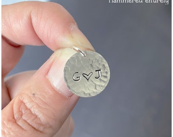 5/8" Sterling Silver Disc - Personalized Initial Pendant - Customized Name Charm - Stamped Design or Letters - No Chain Add On - Size 16mm