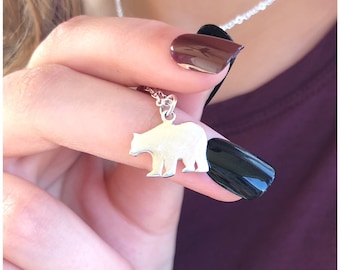Sterling Silver Bear Necklace - Gift for Mama Bear - Animal Woodland  - Nature Jewelry