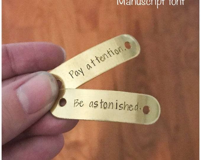 Personalized Shoe Tags - Set of 2 - Brass Shoelace Accessories - Marathon Runner Gift - Running Customized Accessory - Stamped Shoe Tags