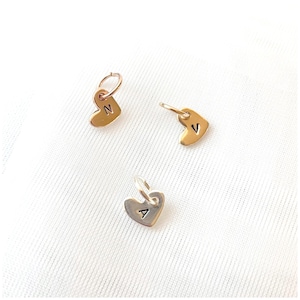 Tiny Initial Heart Charm 1/4" 6mm - Personalized Teeny Tiny Add On Charm - Sterling Silver - Yellow Gold Rose Gold Filled - Stamped Letter