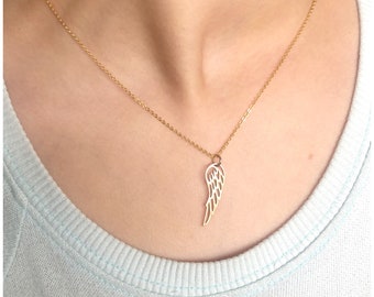 Gold Filled Angel Necklace - Angel Wing Jewelry - Hanging Charm Necklace - Simple and Elegant Necklace - Dainty Jewelry for Her