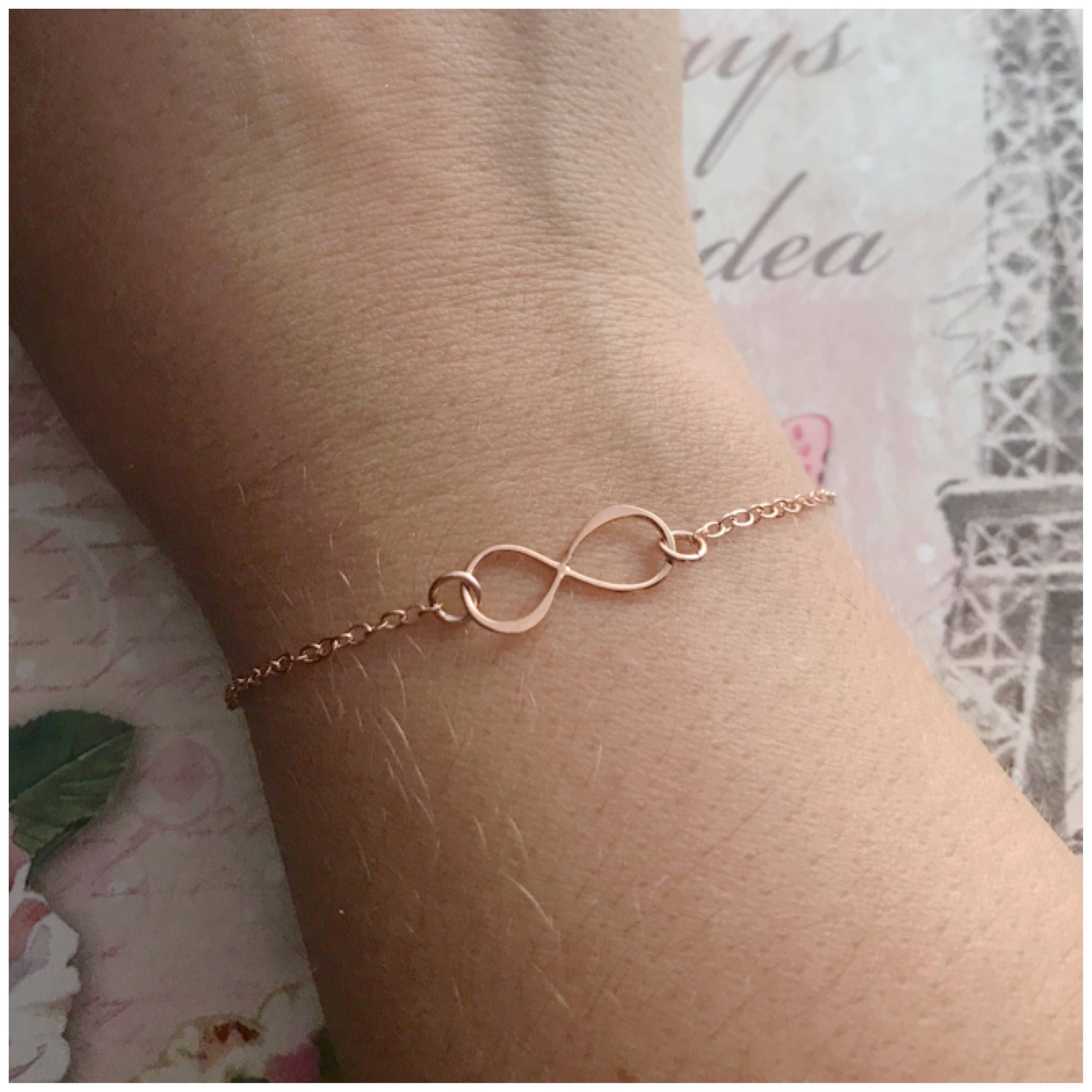 Bracelet Éternité Mouvement Infini – Plaqué Or Rose 18 Carats – Pour Femme Cadeau Romantique - 5