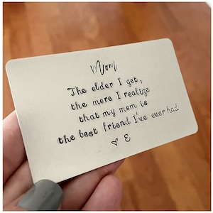 Unique Gift for Mom - Special Mother's Day Gift - Personalized Hammered Card - Hand Stamped Metal Letter - Present to Mommy Best Friend