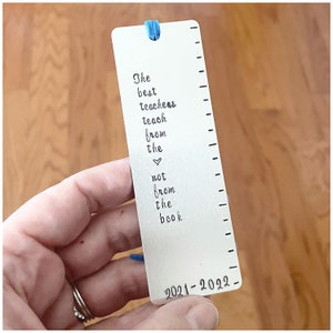 Teacher Appreciation - Personalized Bookmark - Hand Stamped Bookmark - Hand Crafted Gift for Teacher - Custom Aluminum Bookmark - 4.5" Tall