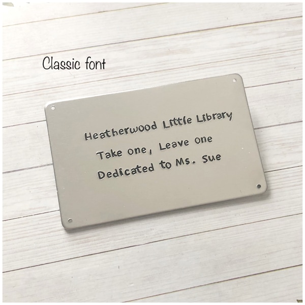 Personalized Display Plaque Personalized with your Text - Hand Stamped Metal Plaque - Customized Aluminum Tag - Custom Credit Card Size Sign