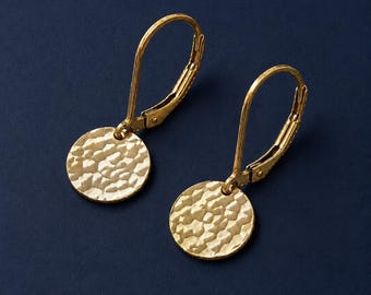 1/2" Gold Filled Disc Earrings - Simple Gold Earrings - Small Disc Charm - Round Circle Earrings - Coin Earrings - Minimalist Gift