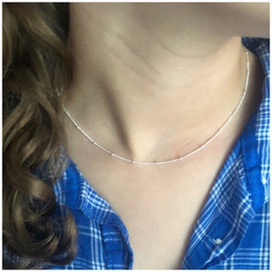 Sterling Silver Satellite Chain - Dainty Satellite Choker - Silver Satellite Necklace - Dainty Necklace - Simple Layering Necklace