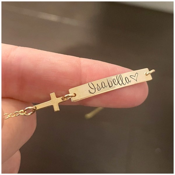 Personalized Cross Name Bracelet Custom Baptism Gift 60+ Gift Ideas